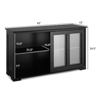 Overstock Wooden Buffet Cupboard Kitchen Storage Sideboard Sliding Door Black (Black)
