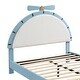preview thumbnail 11 of 11, Upholstered Platform Bed with Alarm Clock Shaped Velvet Headboard, Cute Bed Frame with Wooden Slats Support for Kids