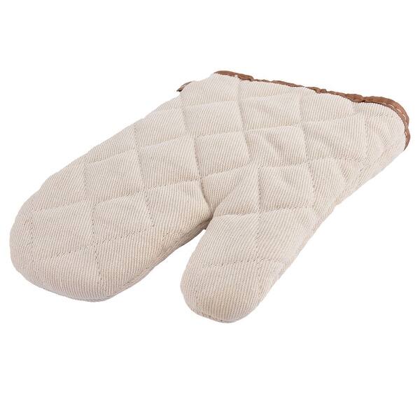 Unique Bargains Kitchen Bakery Microwave Barbeque Baking Oven Mitts Gloves  Pair Beige