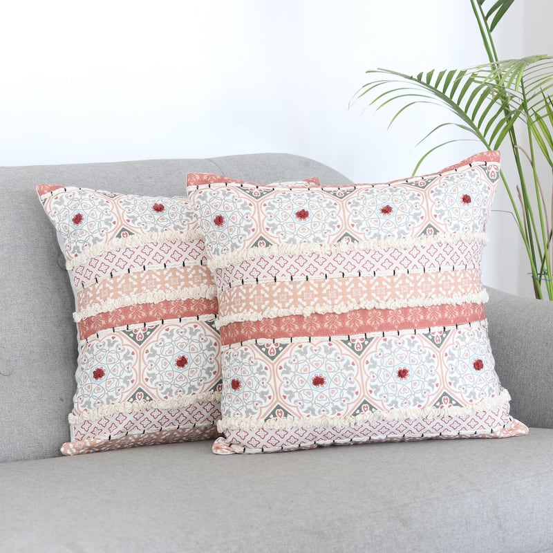 Novica Handmade Palace Romance Embroidered Cotton Cushion Covers (Pair)