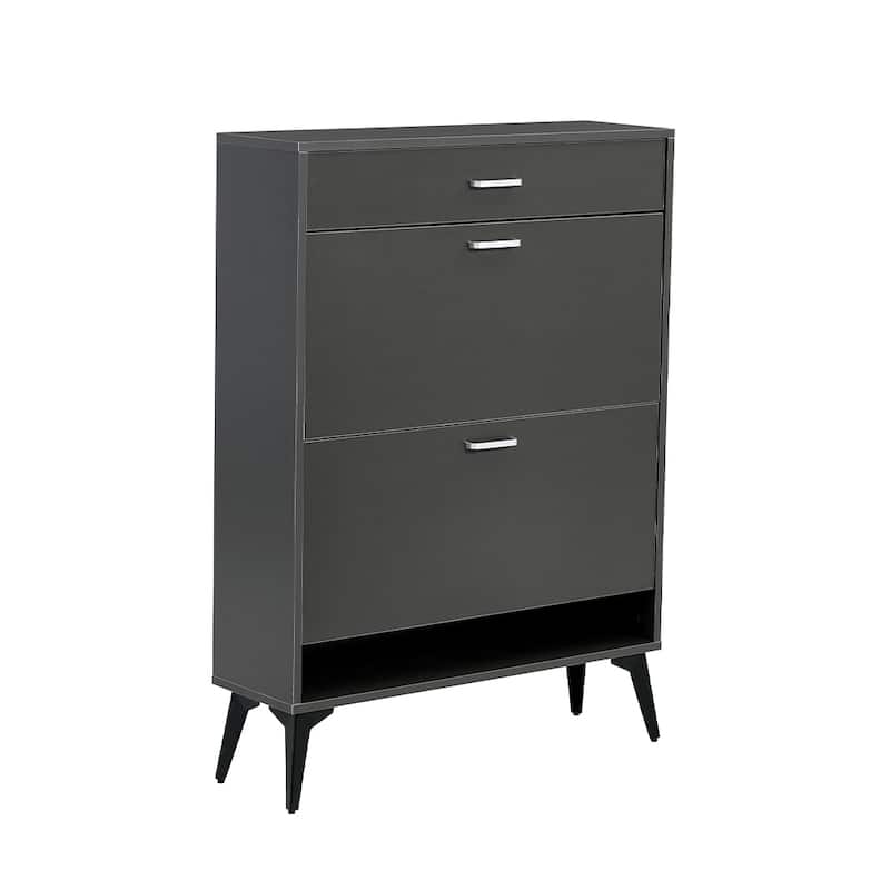 3-Drawer Wood Shoe Storage Cabinet with Removable Panels & 1 Open Shelf