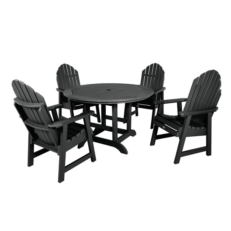 Hamilton 5-piece Outdoor Dining Set - 48" Round Table, Dining-height - Black