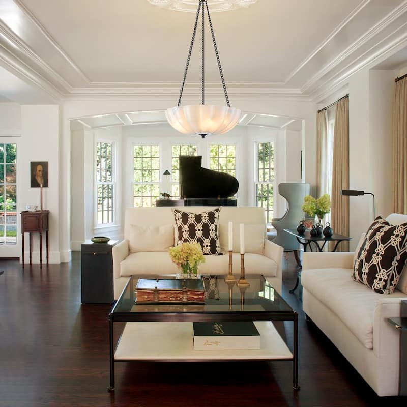 Elegant Gold and Glass Chandelier 3-Light Pendant Light Fixture with Frosted Dome Design