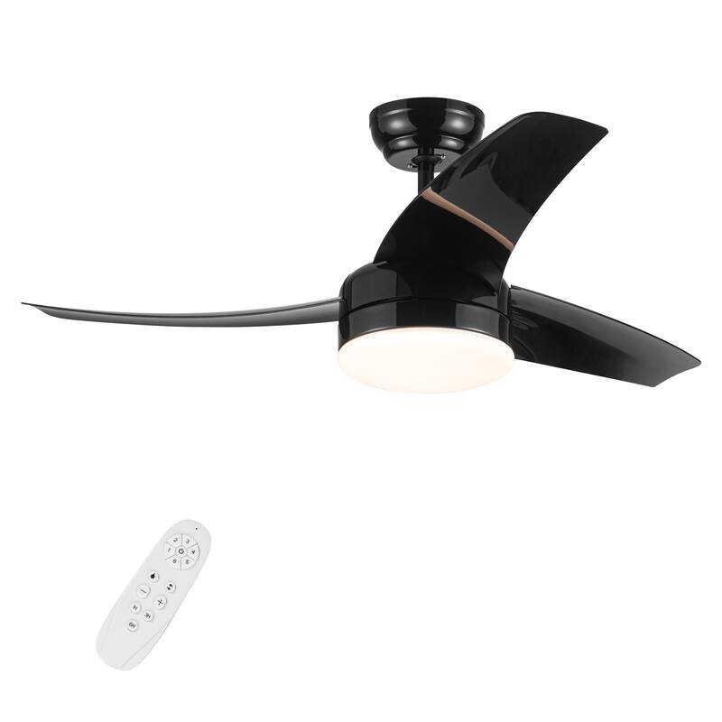 42-Inch 3-Blade Matte Black DC Motor Modern Contemporary LED Ceiling Fan-42 in x 42 in x 10.34 in