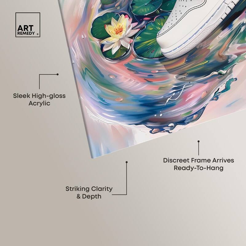 Lilypads Sneaker Splash Acrylic by Art Remedy, Ready to Hang