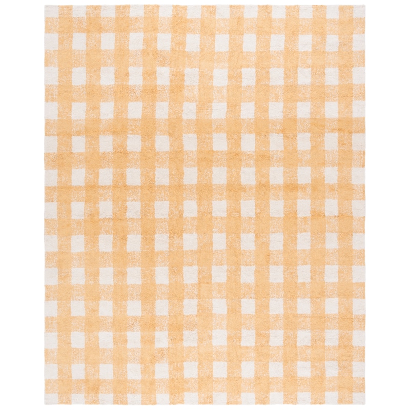 SAFAVIEH Hand-Woven Easy Care Alyssa Modern & Contemporary Cotton - 8' x 10' - Ivory/Gold - Rectangle