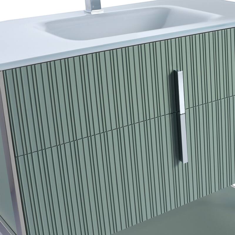 Fine Fixtures Serenity Modern Bathroom Vanity with White Glass Top