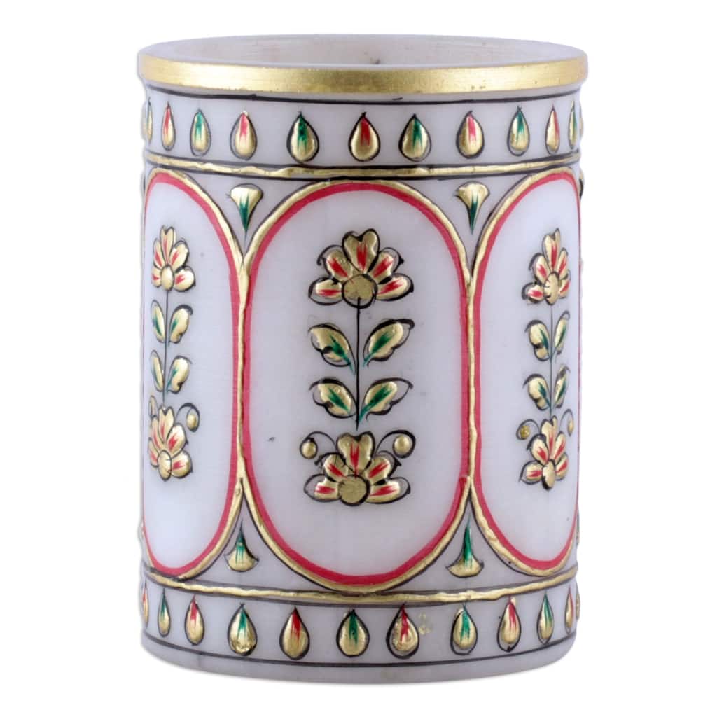 Novica Handmade Palatial Windows Marble Pen Holder