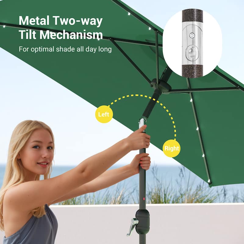 BONOSUKI 6.5x6.5Ft LED Patio Market Umbrella Weather-Resistant Frame