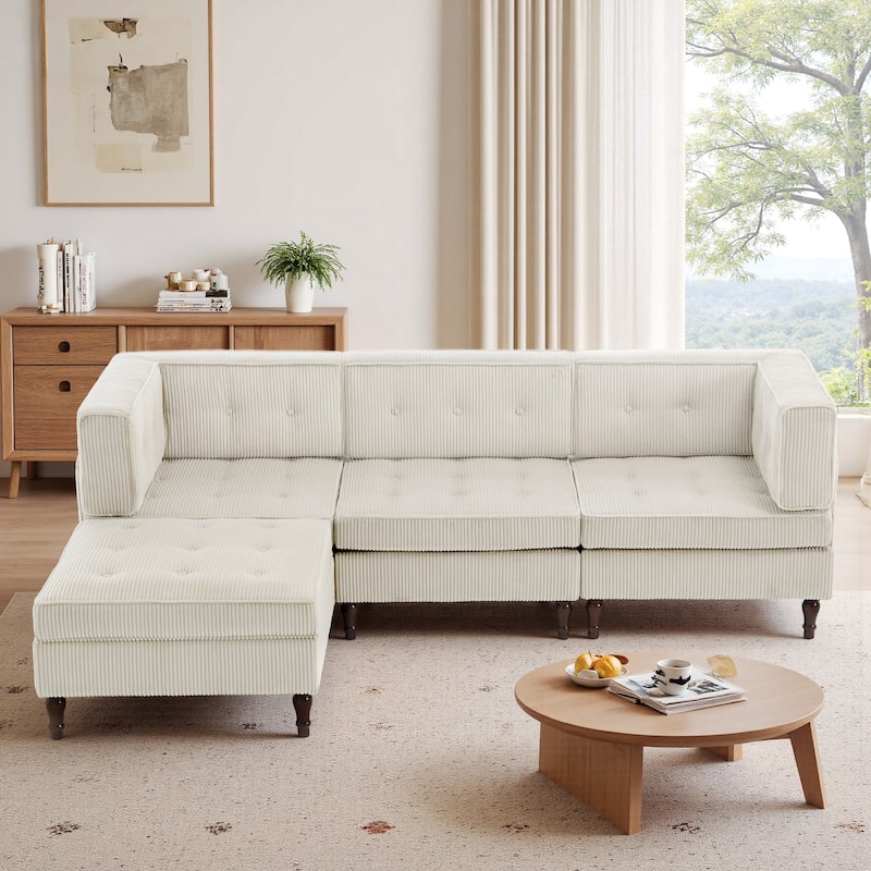 Oversized Sofa Corduroy Tufted Modular Sectional Set
