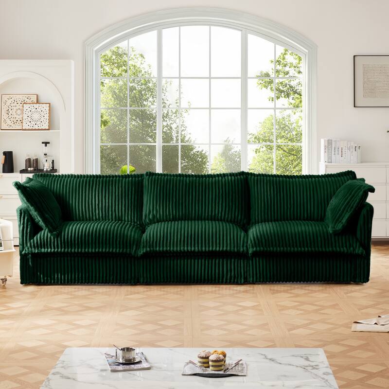 Slipcovered Sofa Couch, Modern 3 Seater Sofa With Suppleness Armrests,Deep Seat Sofa With Soft Multiple Big Pillows