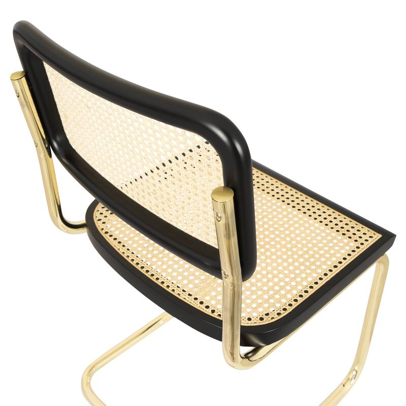 Breuer Chair Company Marcel Breuer Cesca Cane Cantilever Side Chair w/ Brass Steel Frame (Various Wood & Cane Colors)