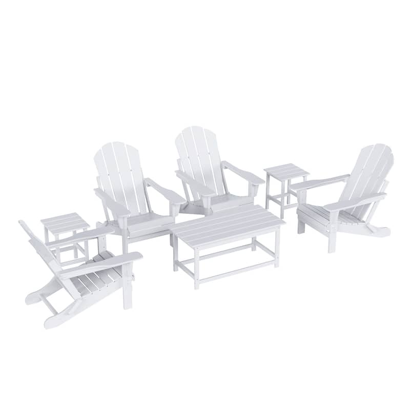 Laguna Hdpe All Weather Outdoor Patio Foldable Adirondack Chairs Conversation Set (7-Piece Set)