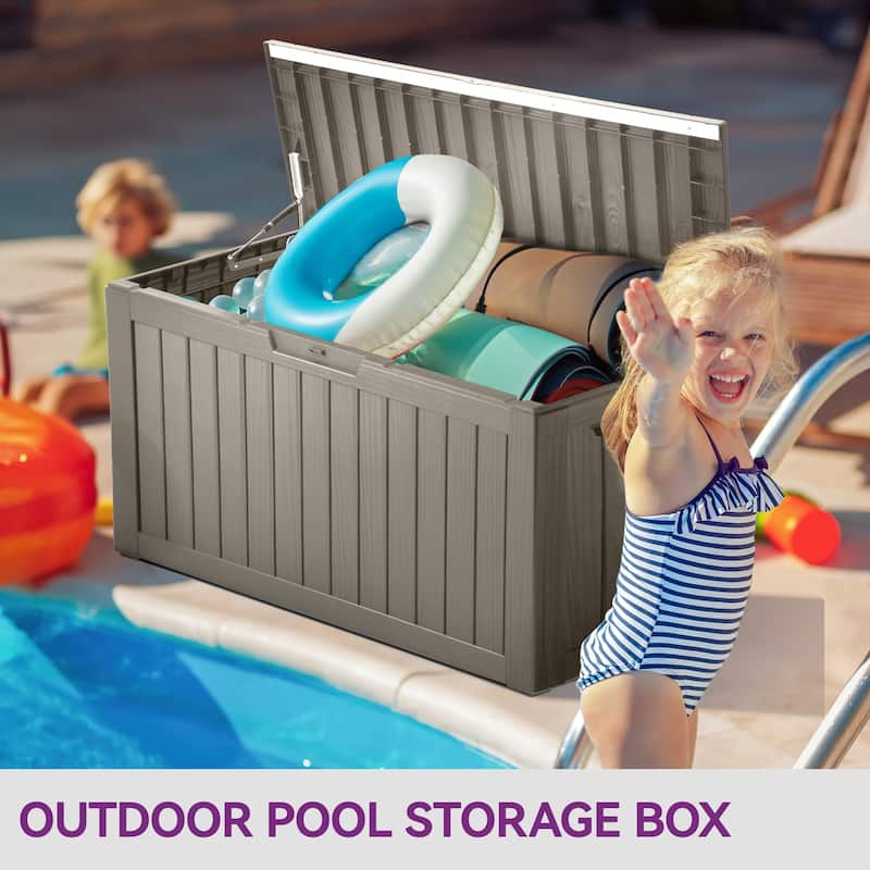 80 Gallon Resin Lockable Deck Box with Soft Close Hinges