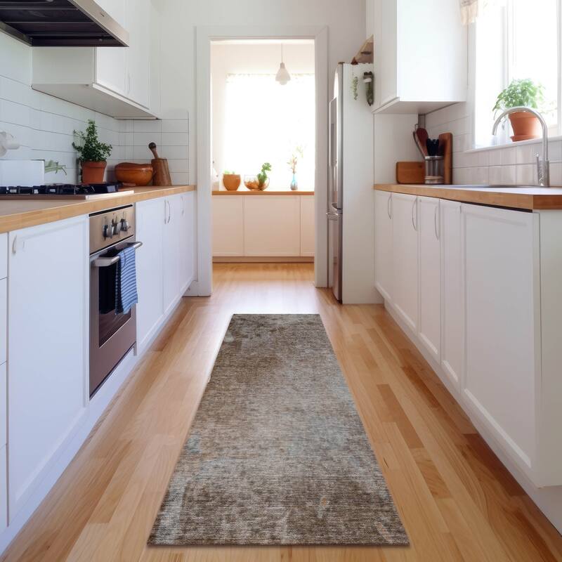Premium Washable Super Soft Abstract Solid Mayfield Rug - Mocha - 2' 3" x 7' 6" - Runner