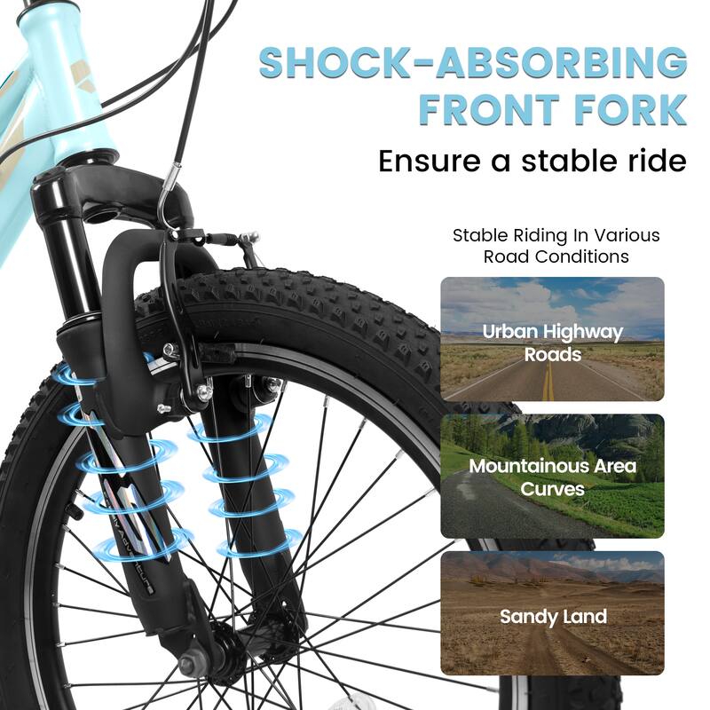 20 inch Children's Bicycle, Shock Absorbing Front Fork, 7 - Speed, V - brakes, Mountain Tire, Boys and Girls Kids Bike