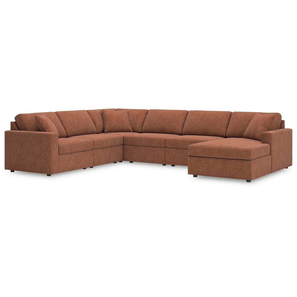 Signature Design by Ashley Modmax Orange 6-Piece Sectional with Chaise - 140"W x 107"D x 36"H