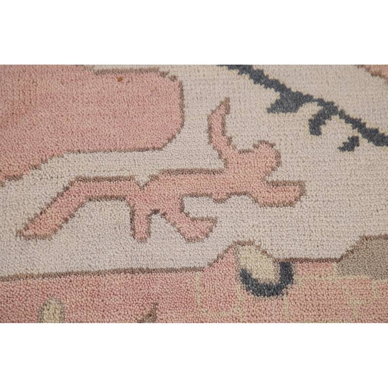 Pink Oushak Oriental Large Rug Hand-Knotted Wool Carpet - 10'0"x 13'10"