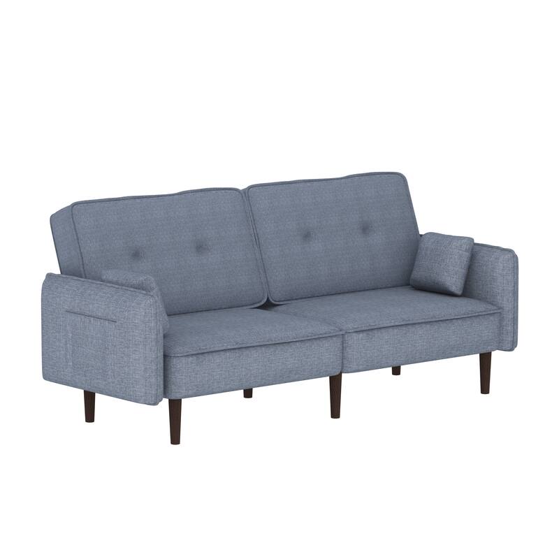 Fabric Futon Sofa bed with Solid Wood Leg