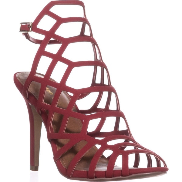 red caged sandals