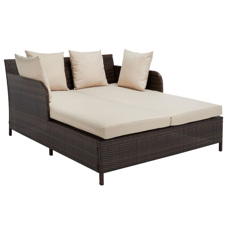 SAFAVIEH Outdoor Roelienke Rattan Wicker Daybed - 53W x 28D x 63H