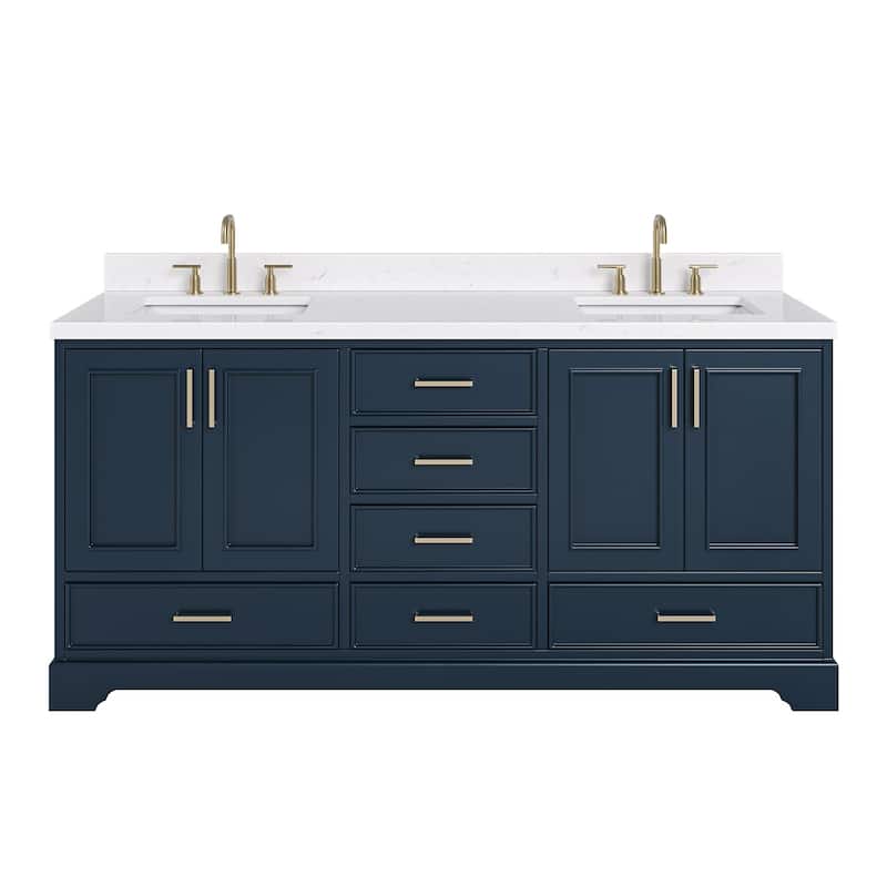 Ariel M072DCQRVO Stafford 72" Free Standing Double Basin Vanity Set - Midnight Blue