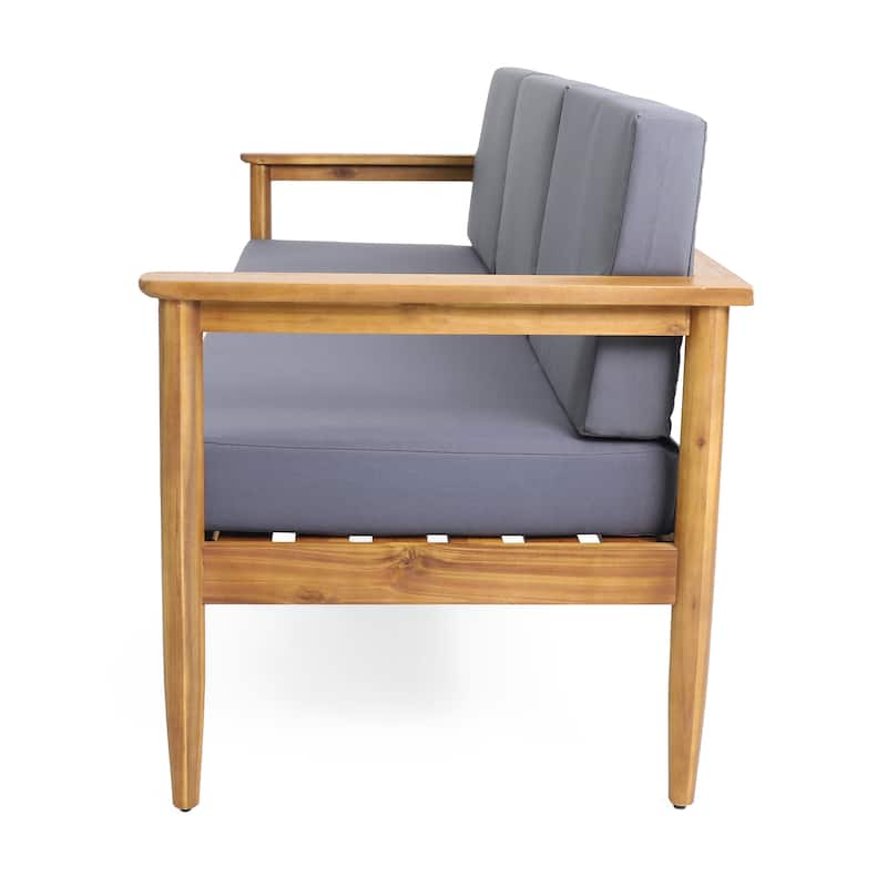 Magnolia Outdoor Acacia Wood 3 Seater Sofa by Christopher Knight Home - 76.25" W x 27.00" D x 25.50" H
