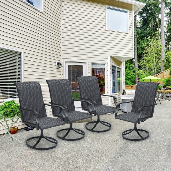 Sophia William Outdoor Patio 4 Piece PE Rattan Swivel Dining