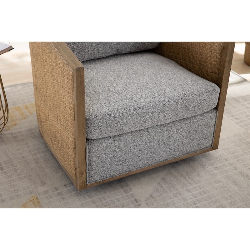 360 Degree Swivel Upholstered Accent Barrel Arm Chair