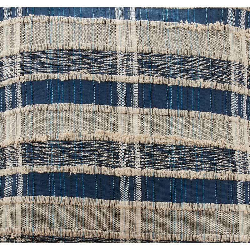 Cotton Pillow With Striped Woven Design