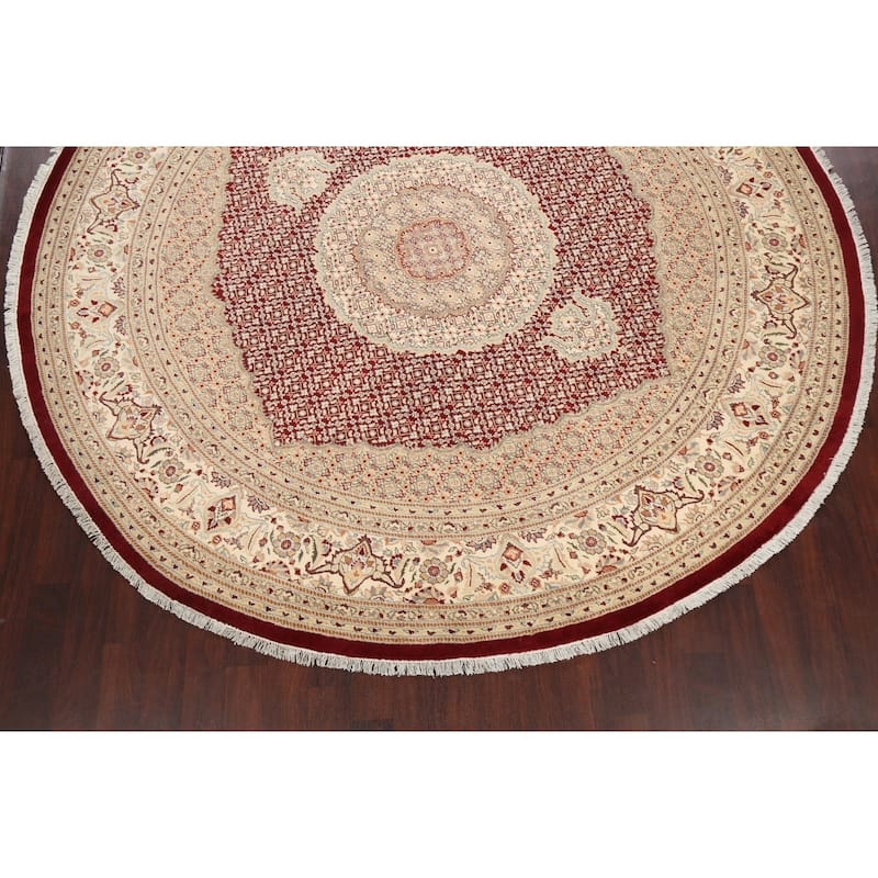 Wool/ Silk Vegetable Dye Oriental Tabriz Mahi Area Rug Handmade Carpet - 10'0" x 10'2" Round