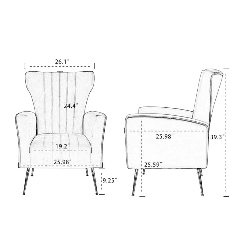 Wingback Velvet Accent Chair