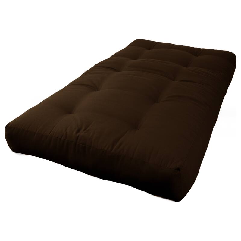 7-inch Thick Twill Futon Mattress (Twin, Full, or Queen) - Chocolate - Twin