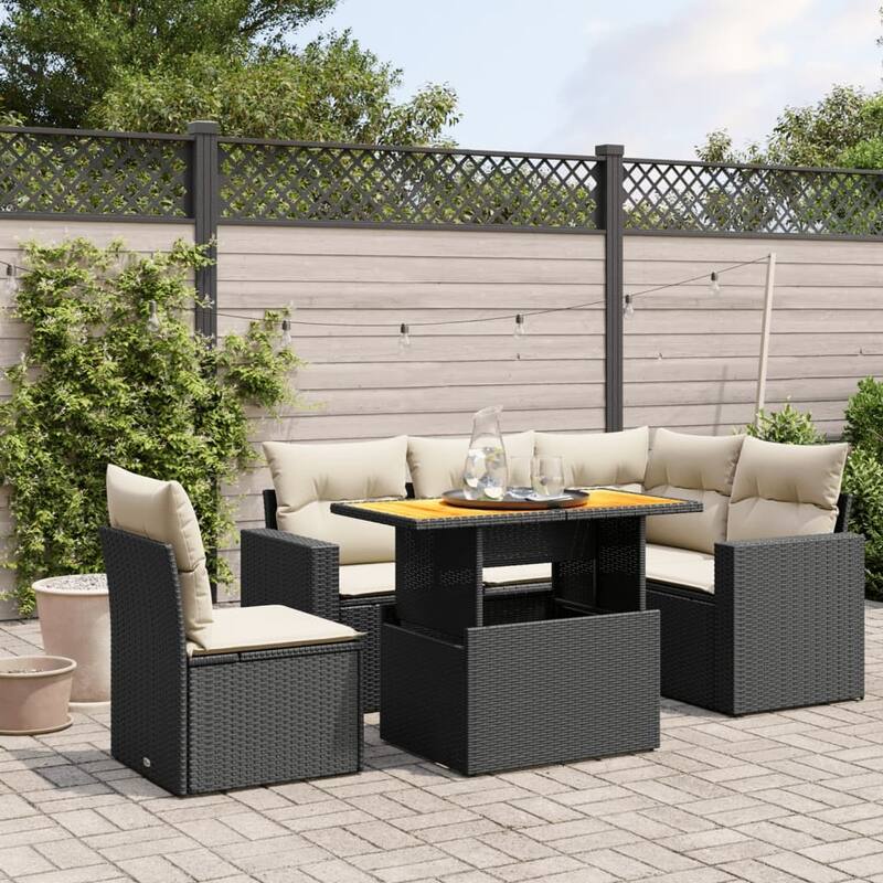 vidaXL Garden Sofa Set - 21.7 x 39.4 x 28.7 - Black - form3