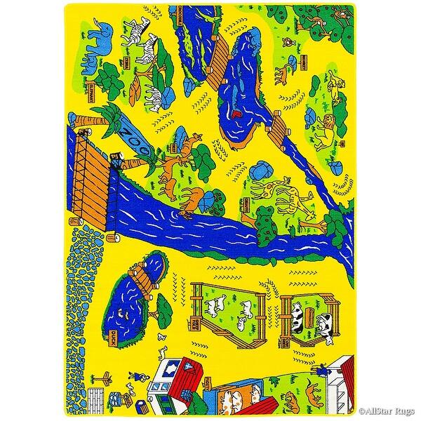 Shop Allstar Rugs Kids Baby Room Area Rug Zoo Animals Zebra Monkey Lions Bright Colorfun Vibrant Colors 4 11 X 6 11 Overstock 11530697