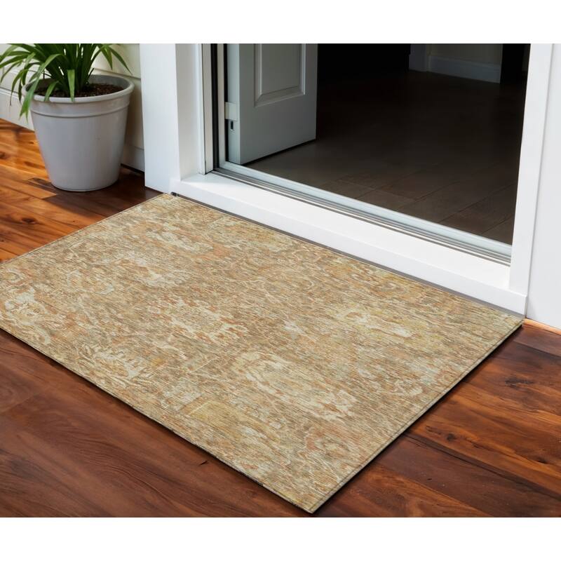 HomeRoots Damask Traditional Rectangle Outdoor Rug - 3' x 5'