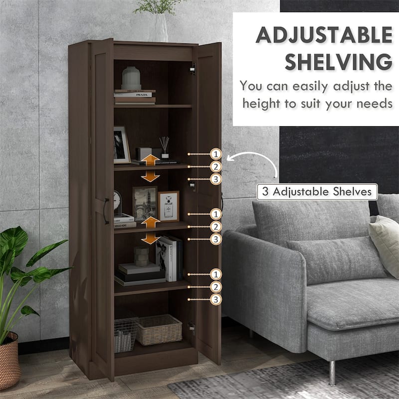 69" Wood Pantry Storage Cabinet with Soft Close Doors