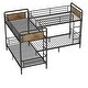 preview thumbnail 9 of 12, Quad Bunk Bed for 4 Kids, L-shape Metal Frame Twin Size Bunk Bed, Detachable Triple Bunk Bed, Separable Into 3 Twin Beds, Black