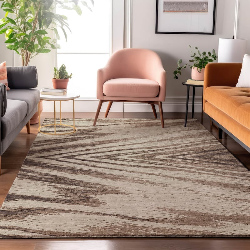 Premium Washable Super Soft Modern Chevron Mayfield Rug - Brown - 5' x 7'6"