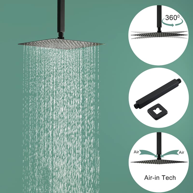 2.5 GPM 12 in. Ceiling Mount Dual Shower Heads with Pressure Balance Valve