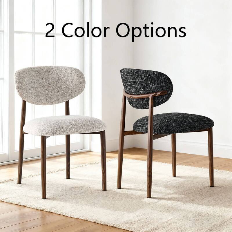Set of 4 Mid‑Century Upholstered Dining Chairs with Wood‑Grain Metal Legs