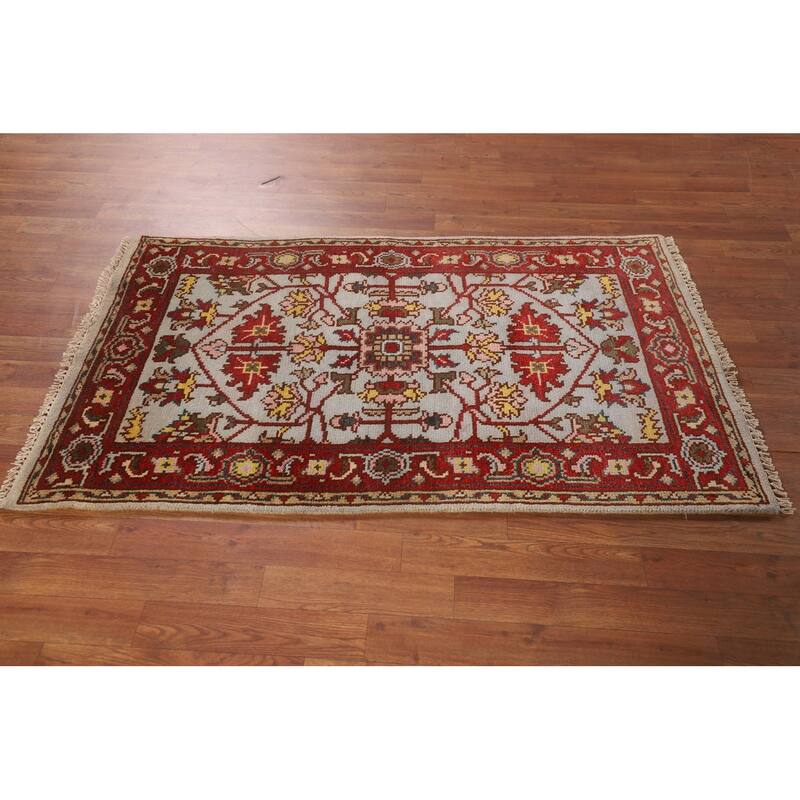 Heriz Serapi Oriental Foyer Rug Hand-Knotted Wool Carpet - 3'0"x 4'11"