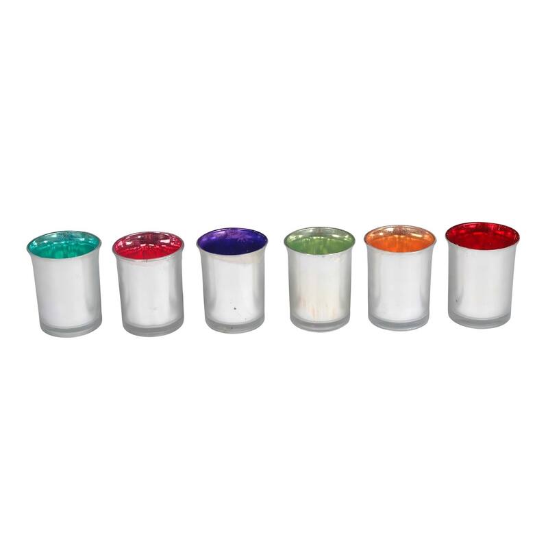 Set Of 6 Glass Votives Multi- A