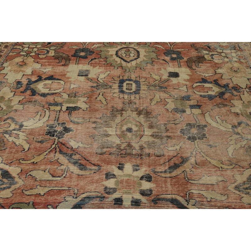 Hand Knotted Oriental 100% Wool Carpet Traditional Floral Oranges & Rust Sultanabad Area Rug - 12' 7'' X 9' 4''