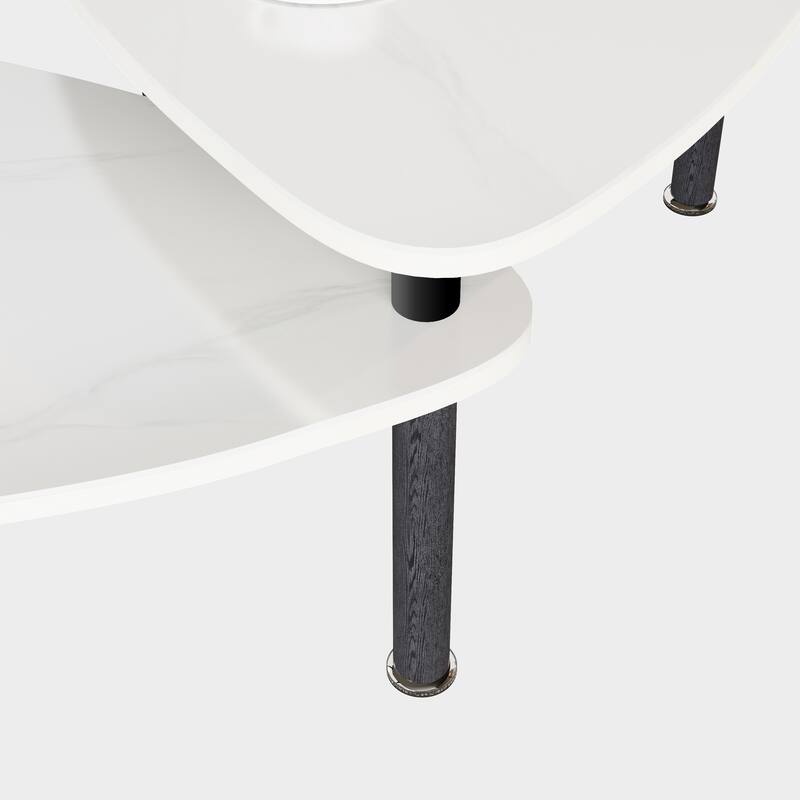 360 degree Rotatable modern Coffee Table for Living Room, solid wood legs with simply assemble Cocktail Table