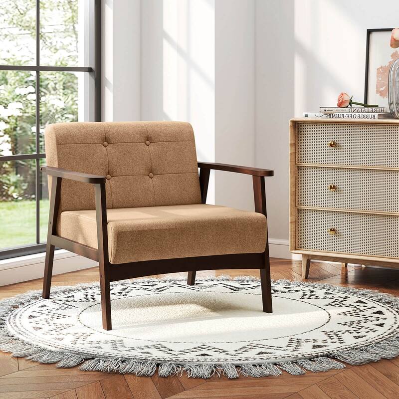 Costway 2PCS Accent Chair Button Tufted Mid-century Modern Lounge - See Details