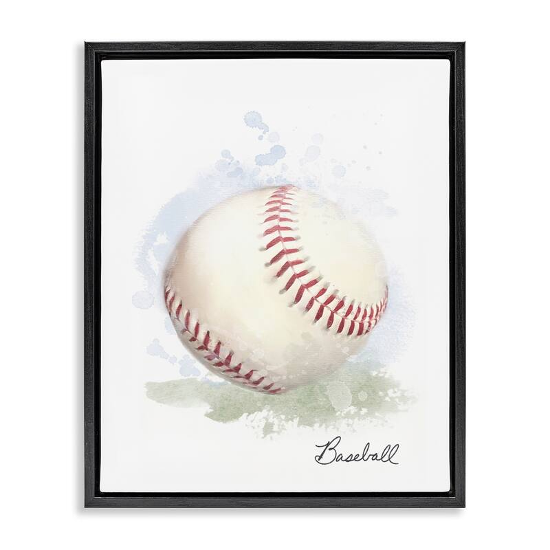 Stupell Soft Pastel Baseball Framed Floater Canvas Wall Art Design By Matthew Piotrowicz - 25 x 31 - Black