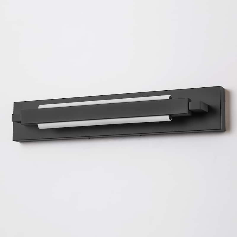 1-Light Modern Linear Chrome/Black Adjustable Integrated LED Bathroom Vanity Light - 4.3 in. W x 23.6 in. H x 4.5 in. D
