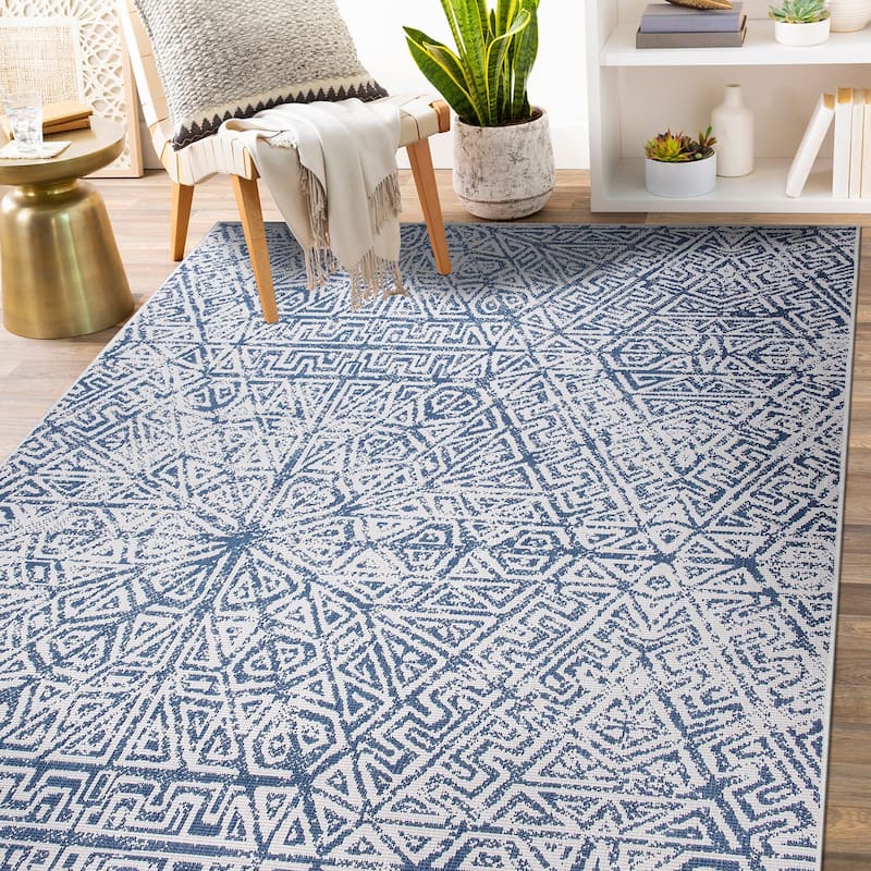 World Rug Gallery Contemporary Geometric Indoor/Outdoor Area Rug