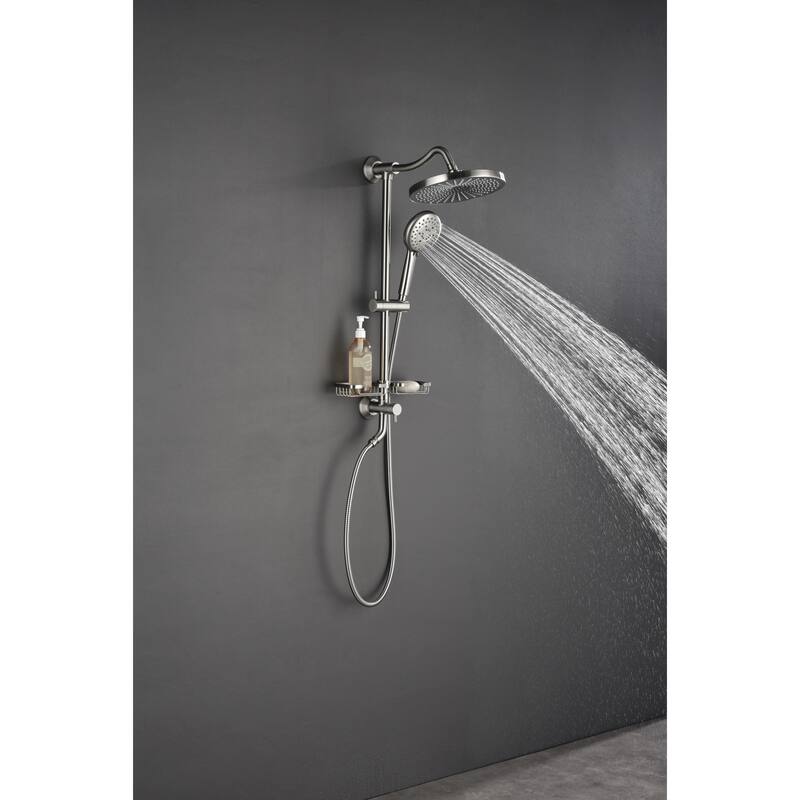 ShowerSpas Shower System, with 10" Rain Showerhead, 4-Function Hand Shower, Adjustable Slide Bar and Soap Dish